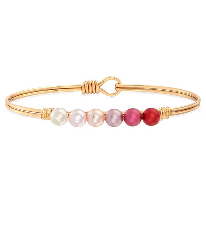 Scarlet Ombre Crystal Pearl Bangle Bracelet